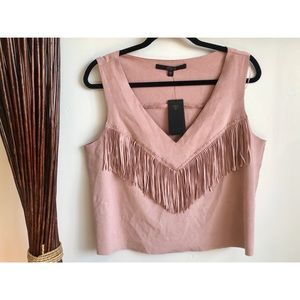 GUESS Suede Fringe Top NWT
